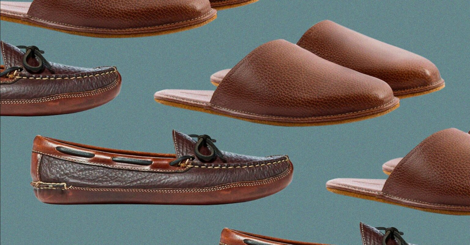 mens leather house shoes